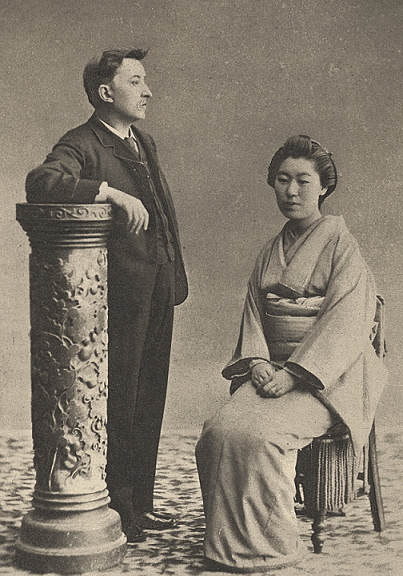 Ritratto di Lafcadio Hearn (Yakumo Koizumi) con la moglie Setsu
